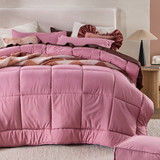 Snoozi Cube Dusty Pink Microfibre Comforter Set in DustyPink by Essentials | Double Bed, Single Bed, Queen Bed, Super King Bed - Pillow Talk