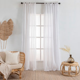 Washed Linen White Sheer Curtain Pair 140 x 250cm [MUSBLINEN21A_DISA]