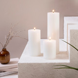 Apollo Pillar Candles in White by Emporium | Large, Medium, Small - Pillow Talk