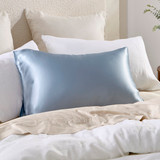 Light Blue Mulberry Silk Plain Pillowcase in LightBlue by MUSE | Pillow Talk