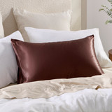Mocha Brown Mulberry Silk Plain Pillowcase in MochaBrown by MUSE | Pillow Talk