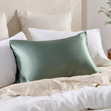 Eucalyptus Mulberry Silk Plain Pillowcase in Eucalyptus by MUSE | Pillow Talk