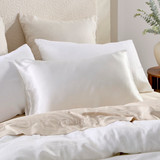 White Mulberry Silk Plain Pillowcase in White by MUSE | Pillow Talk
