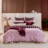 Louella Pink/Chocolate Polka Dot Quilt Cover Set [HABBLOUQC26A]