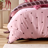 Louella Pink/Chocolate Polka Dot Quilt Cover Set [HABBLOUQC26A]