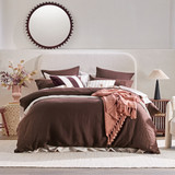 Washed Linen Chocolate Brown Quilt Cover Set in Chocolate by MUSE | Super King Bed, King Bed, Queen Bed - Pillow Talk