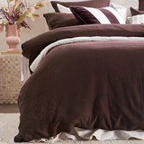 Washed Linen Chocolate Brown Quilt Cover Set [MUSBEULINQCSG]