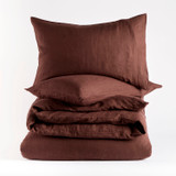 Washed Linen Chocolate Brown Quilt Cover Set [MUSBEULINQCSG]