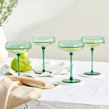 Della Forest Green Cocktail Coupe Glass Set of 4 in ForestGreen by MUSE | 4 Pack - Pillow Talk