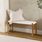 Camille Teak Woven Bench in White by MUSE | Pillow Talk