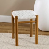 Camille Teak Woven Stool in White by MUSE | Pillow Talk