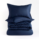 Washed Linen Navy Quilt Cover Set [MUSBEULINQCSE]