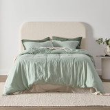 Washed Linen Sage Quilt Cover Set in Sage by MUSE | Queen Bed, Super King Bed - Pillow Talk