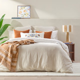 Washed Linen Stone Quilt Cover Set in Stone by MUSE | Queen Bed, Super King Bed - Pillow Talk