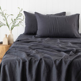 Washed Linen Charcoal Pillowcase Pair in Charcoal by MUSE | Pillow Talk