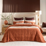 Washed Linen Caramel Coverlet Set in Caramel by MUSE | Queen, King Bed - Pillow Talk