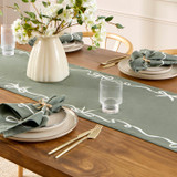 Aubrey Dark Green Bow Embroidered Table Runner [HABLAUBTCS25C]