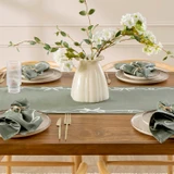 Aubrey Dark Green Bow Embroidered Table Runner [HABLAUBTCS25C]