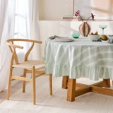 Poppy Green Stripe Ruffle Table Cloth [HABLPOPTCS26B]