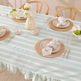 Poppy Green Stripe Ruffle Table Cloth [HABLPOPTCS26B]