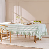 Poppy Green Stripe Ruffle Table Cloth [HABLPOPTCS26B]