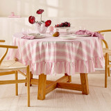 Poppy Pink Stripe Ruffle Table Cloth [HABLPOPTCS26A]