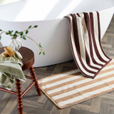 Maverick Reversible Stripe Bath Runner in Mahogany, Natural by MUSE | 50x120cm - Pillow Talk