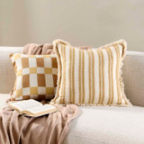 Riley Stripe Fringed Cushion in OchreYellow by Habitat | Square 50 - Pillow Talk