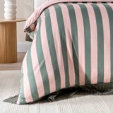 Remie Green Stripe Bamboo Cotton Quilt Cover Set [HABBREMIEQCA]