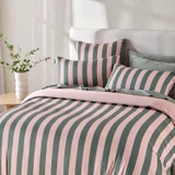 Remie Green Stripe Bamboo Cotton Quilt Cover Set [HABBREMIEQCA]