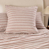 Cotton Linen Brown Stripe European Pillowcase in BrownStripe by Habitat | European - Pillow Talk