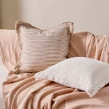 Casa Stripe Cushion with Flange in NaturalChocolate, NaturalWhite by MUSE | Square 50 - Pillow Talk