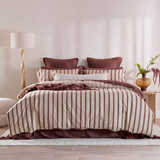 Hadley Reversible Chocolate Stripe Quilt Cover Set in ChocolateStripe by Habitat | Double Bed, Queen Bed, Single Bed, Super King Bed - Pillow Talk