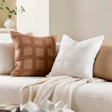 Mason Check Cushion in Caramel, Ivory by MUSE | Square 50 - Pillow Talk