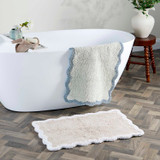 Layla Scalloped Bath Mat in GreenBlue, NaturalWhite by Habitat | 50x80cm - Pillow Talk