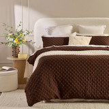 Check Mate Cocoa Brown Textured Quilt Cover Set [ESSBCMQCS26A]