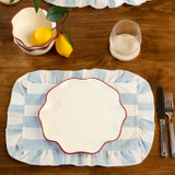 Wells Light Blue Stripe Ruffle Placemat [HABLWELPLS26A]