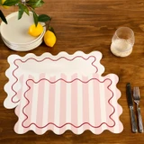 Ziggy Pink Stripe Reversible Placemat in Pink by Habitat | Rectangle - Pillow Talk