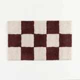 Harrison Check Bath Mat in Mahogany, Rust by Habitat | 50x80cm - Pillow Talk