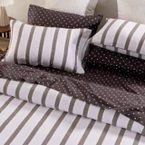 Ziggy Chocolate and Lilac Stripe Quilt Cover Set [HABBZSQCS26]