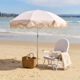 Alto Natural Stripe Scalloped Fringed Umbrella in Natural by Sundays by Pillow Talk | 200cm - Pillow Talk