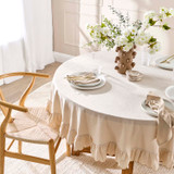 Elle Cotton Linen Ruffle Table Cloth [MUSLELLTCS26]