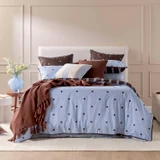 Louella Reversible Blue/Chocolate Polka Dot Quilt Cover Set [HABBLOUQC26B]