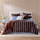 Louella Reversible Blue/Chocolate Polka Dot Quilt Cover Set [HABBLOUQC26B]
