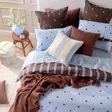Louella Reversible Blue/Chocolate Polka Dot Quilt Cover Set [HABBLOUQC26B]