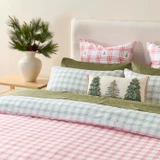 Dasher Check Reversible Christmas Quilt Cover Set [CHRISBDASHER]