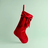 Eve Red Bow Velvet Christmas Stocking [CHRHEVESS26A]