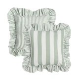 Maris Stripe Ruffle Reversible Outdoor Cushion [SUNLMAROCS26]