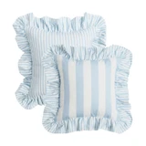 Maris Stripe Ruffle Reversible Outdoor Cushion [SUNLMAROCS26]
