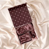 Chocolate Pink Polka Dot Silk Beauty Sleep Gift Box [MUSBSILKPC26C]